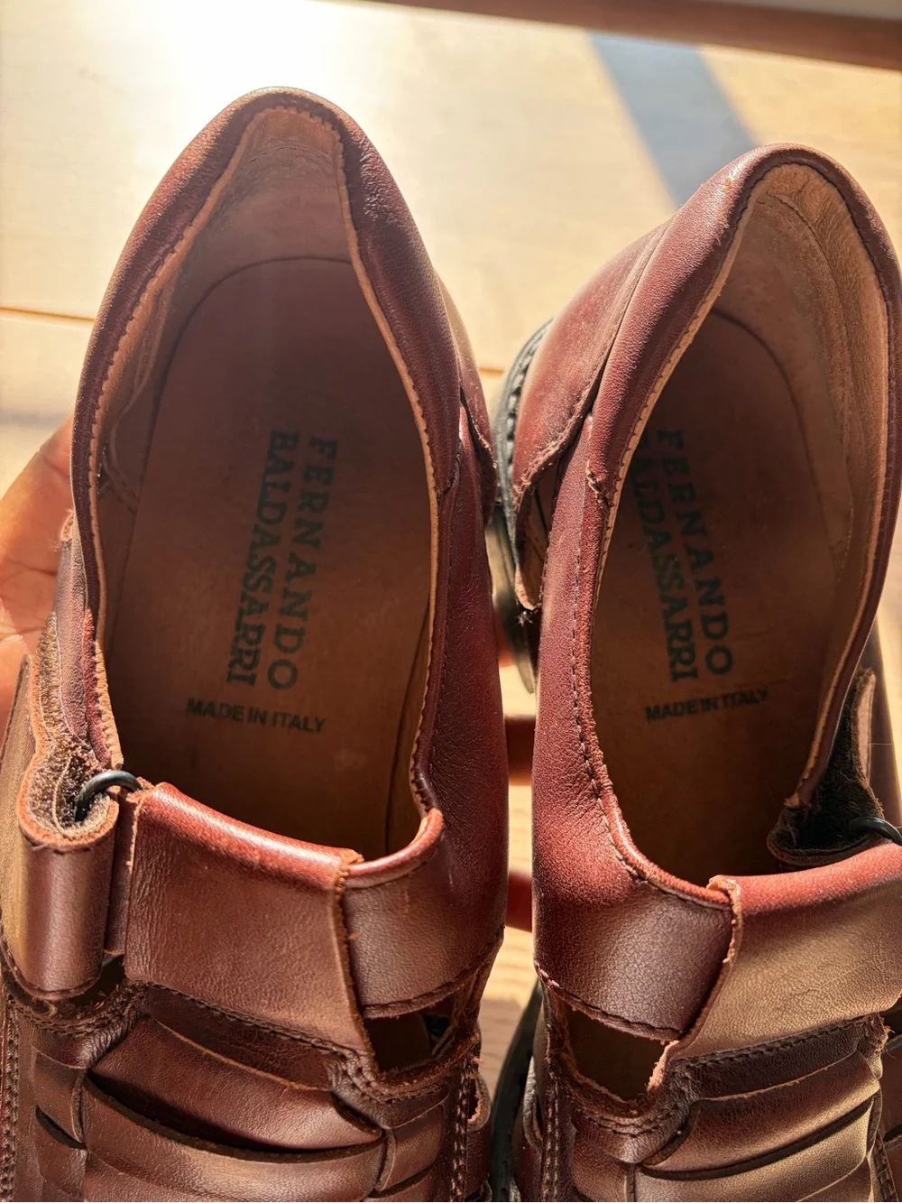 Men's Brown Leather Fisherman Sandals - Classic Woven Slip-On